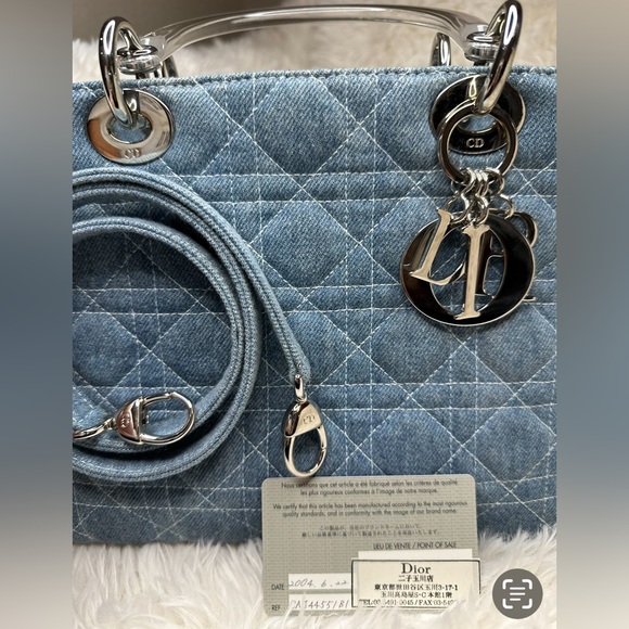 Christian Dior Medium Denim Cannage Lady Dior Bag with Acrylic Handles - Picture 2 of 14